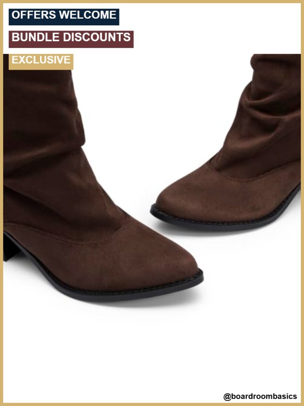 Women's Slouchy Chunky Heel Slip On Ankle Boots Suede Pointed Toe - Picture 5 of 6